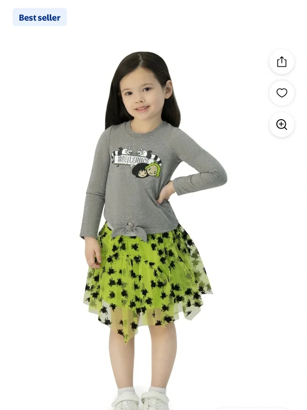 Beetlejuice Toddler Girls Halloween Tutu Costume Outfit 3 Pc 12M 18M 2T 3T 4T